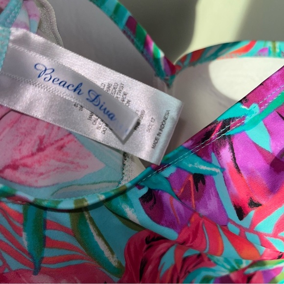 One piece floral Swimsuit beach diva bathing suit size 12 - Picture 5 of 5